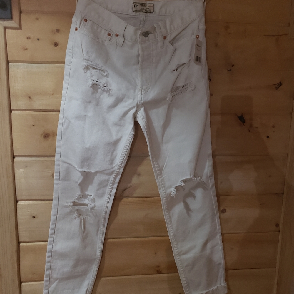 NWT Free People lacey stilt torn denim jeans - Picture 13 of 15